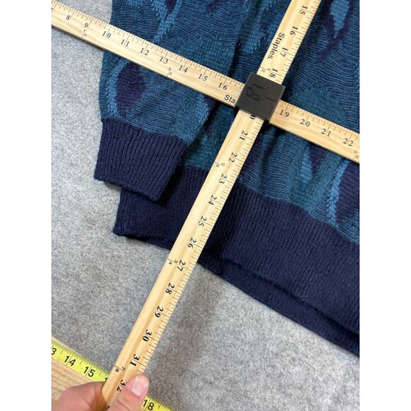 Vintage 90s Fiume Paisley Crewneck Sweater Mens Large Blue Knit Preppy Classic - Picture 3 of 6